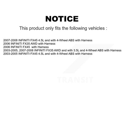 Wheel Hub Bearing And ABS Sensor Front Kit For INFINITI FX35 FX45 with Harness