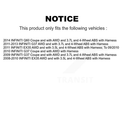 Wheel Hub Bearing And ABS Sensor Front Kit For INFINITI G37 EX35 Q60