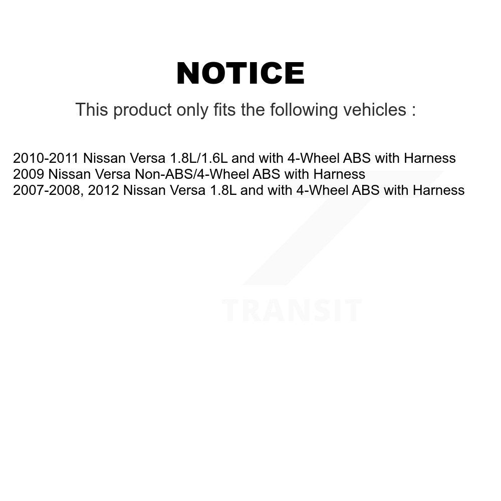 Wheel Hub Bearing And ABS Sensor Front Kit For Nissan Versa with Harness