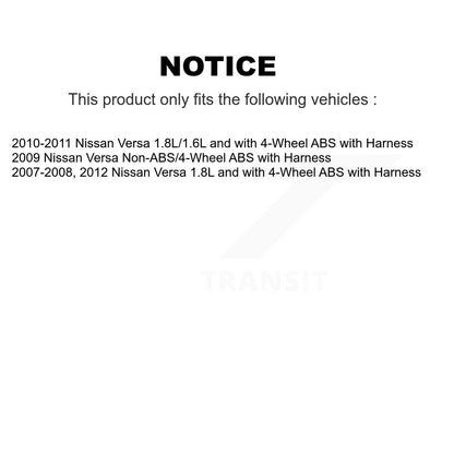 Wheel Hub Bearing And ABS Sensor Front Kit For Nissan Versa with Harness