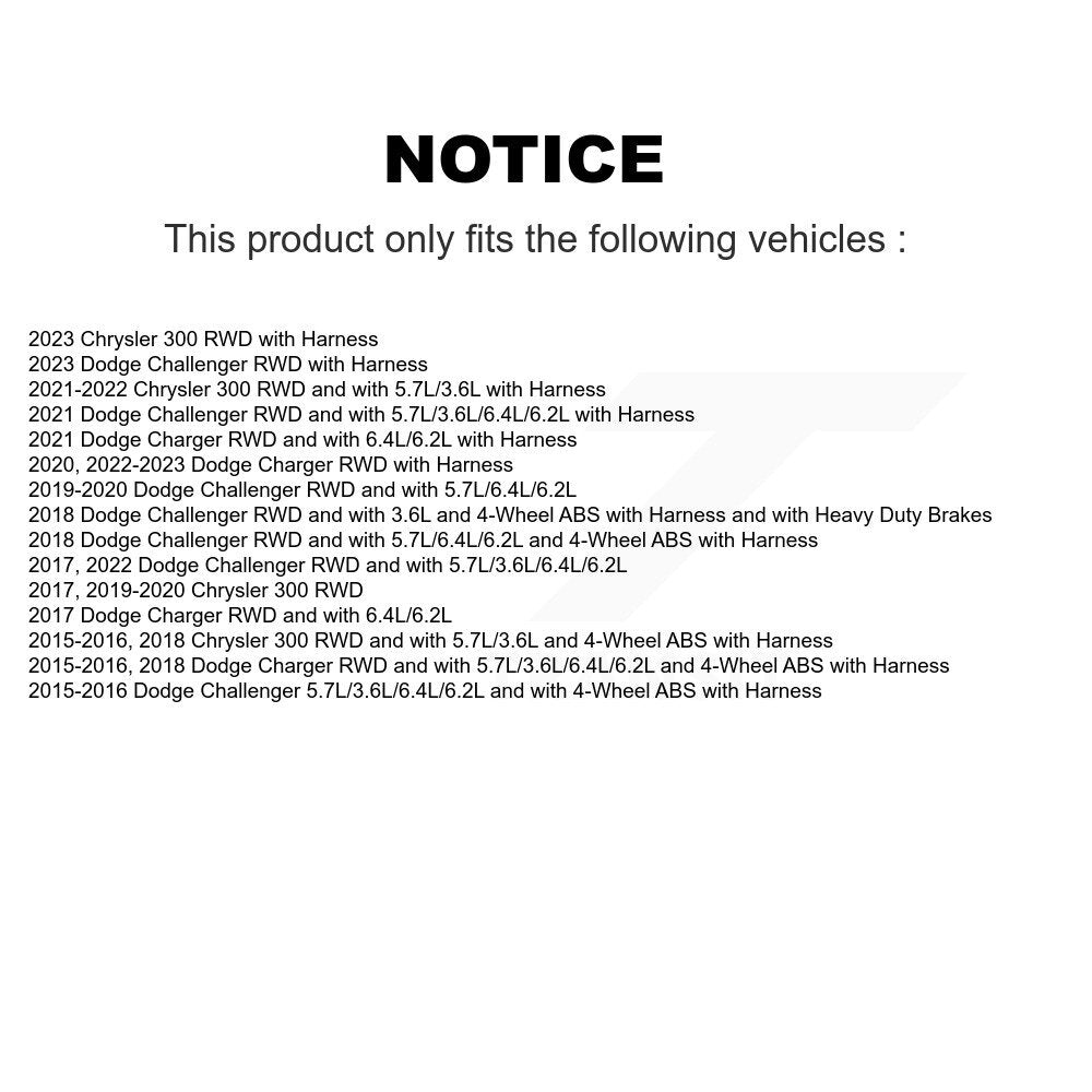 Wheel Hub Bearing ABS Sensor Front Kit For Dodge Charger Challenger Chrysler 300