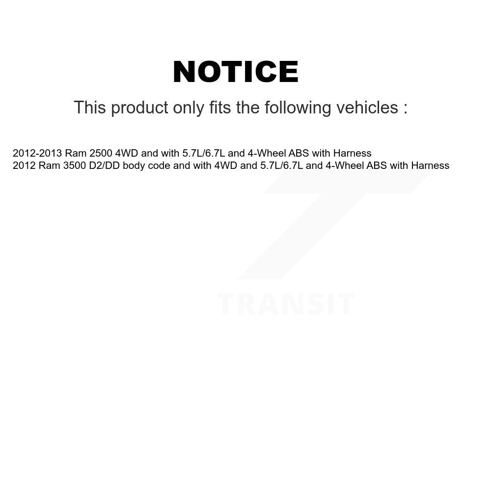 Wheel Hub Bearing And Extra ABS Sensor Front Kit For Ram 2500 3500 with Harness
