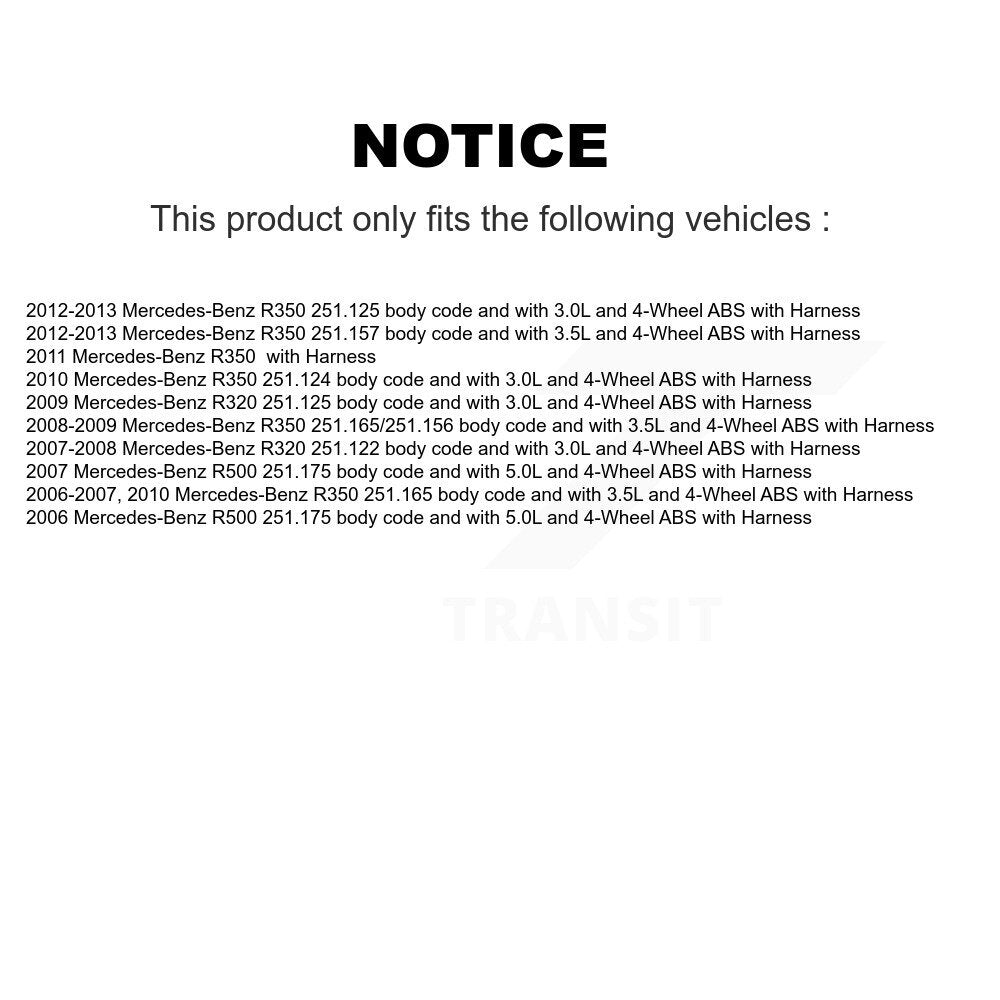 Wheel Bearing ABS Sensor Front Kit For Mercedes-Benz R350 R320 R500 with Harness