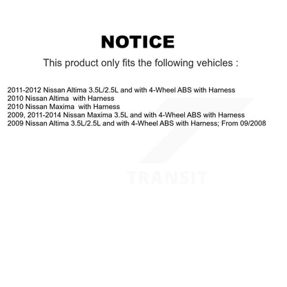Wheel Hub Bearing And ABS Sensor Rear Kit For Nissan Altima Maxima