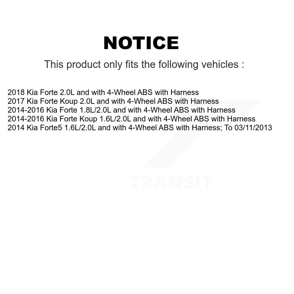 Wheel Hub Bearing And ABS Sensor Rear Kit For Kia Forte Koup Forte5