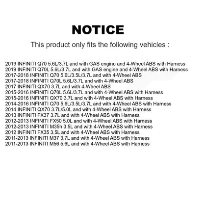 Wheel Hub Bearing & Sensor Rear Kit For INFINITI QX70 M37 FX35 FX37 Q70 Q70L M56