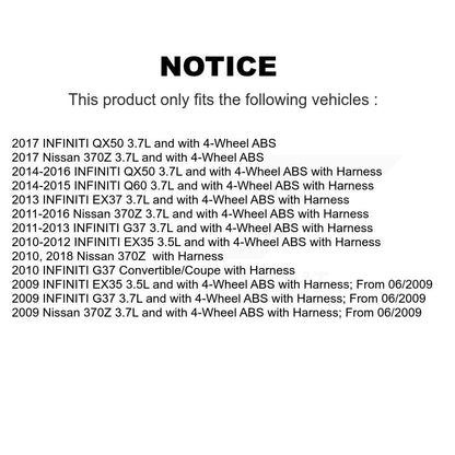 Wheel Hub Bearing Sensor Rear Kit For INFINITI G37 QX50 Nissan 370Z EX35 EX37 Z