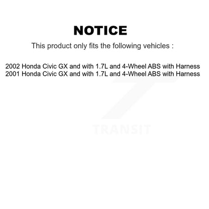 Wheel Hub Bearing Sensor Rear Kit For 01-02 Honda Civic GX with 1.7L 4-Wheel ABS