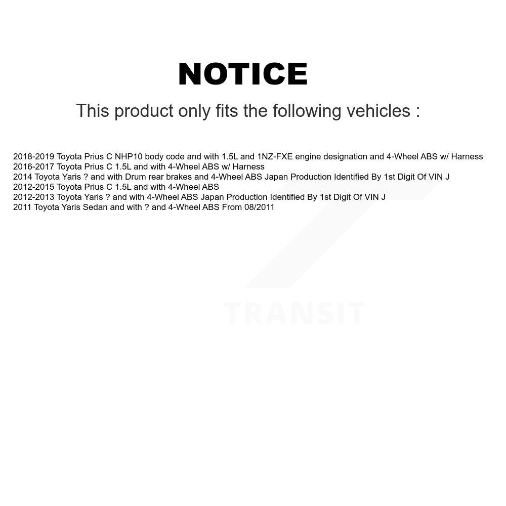 Wheel Hub Bearing And Extra ABS Sensor Rear Kit For Toyota Yaris Prius C