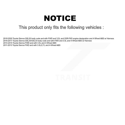 Wheel Hub Bearing And Extra ABS Sensor Rear Kit For Toyota Sienna