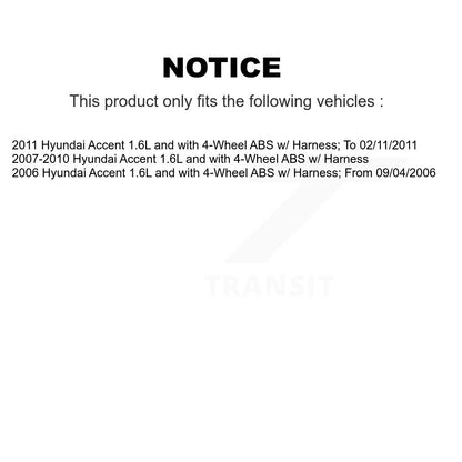 Wheel Hub Bearing Extra Sensor Rear Kit For Hyundai Accent 1.6L with 4-Wheel ABS