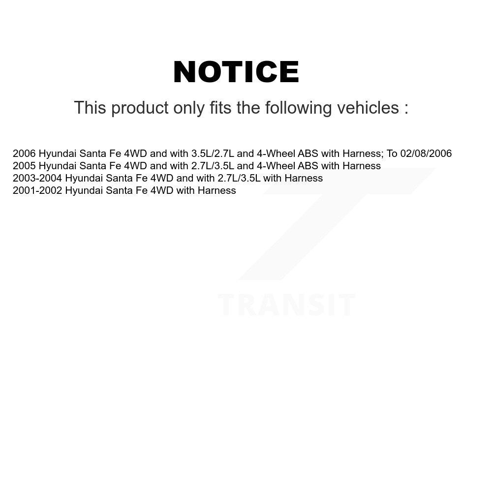 Wheel Bearing And ABS Sensor Rear Kit For Hyundai Santa Fe with Harness