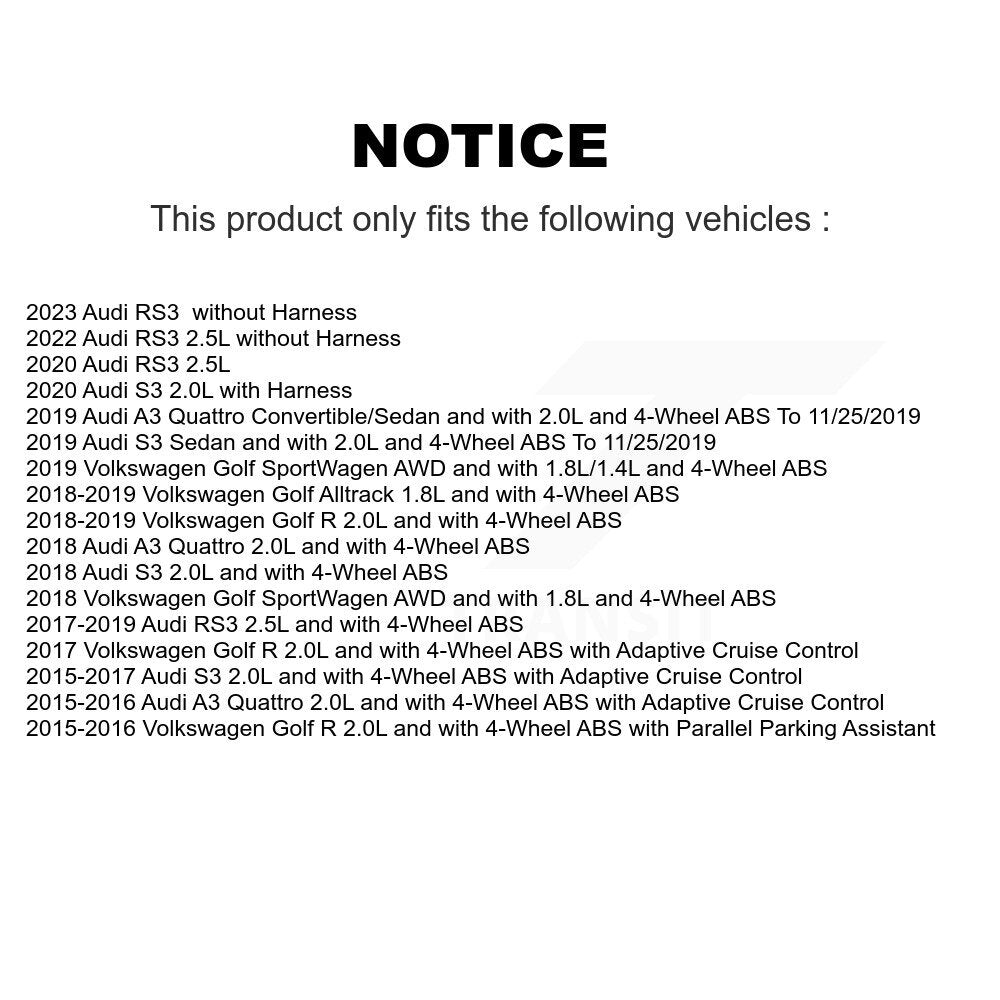 Wheel Hub Bearing & Sensor Rear Kit For Volkswagen Audi Golf SportWagen R A3 S3