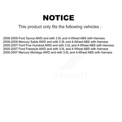 Wheel Hub Bearing Sensor Rear Kit For Ford Five Hundred Freestyle Taurus Mercury