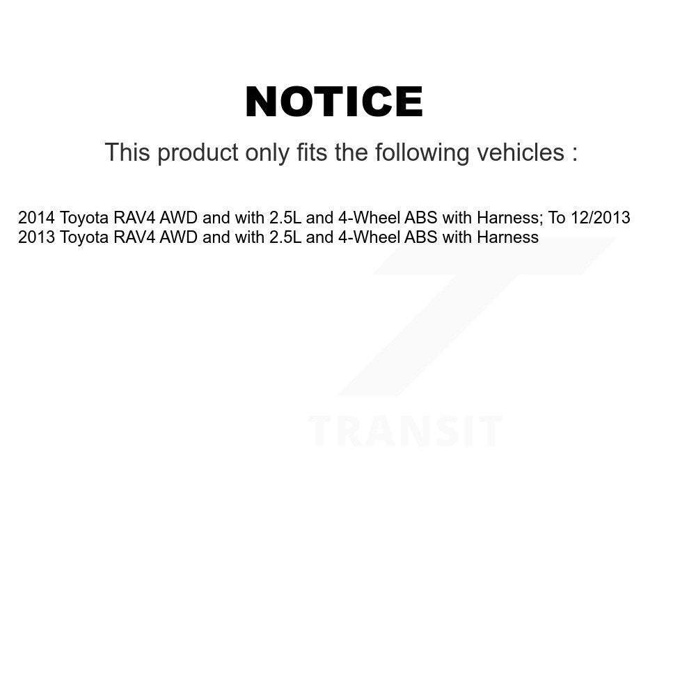 Wheel Hub Bearing ABS Sensor Rear Kit For Toyota RAV4 AWD with 2.5L 4-Wheel