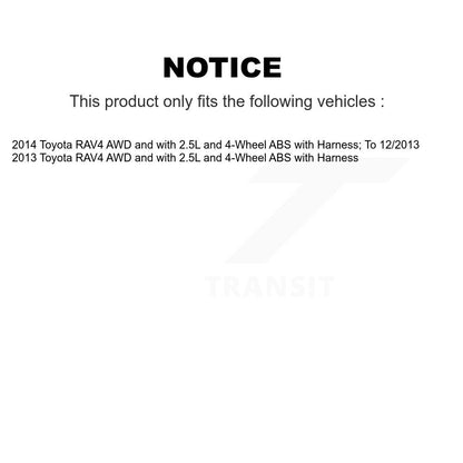 Wheel Hub Bearing ABS Sensor Rear Kit For Toyota RAV4 AWD with 2.5L 4-Wheel