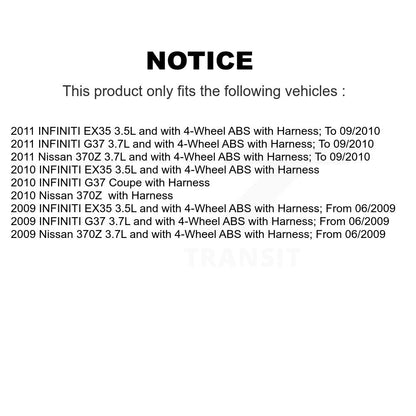 Wheel Hub Bearing And ABS Sensor Rear Kit For INFINITI G37 EX35 Nissan 370Z