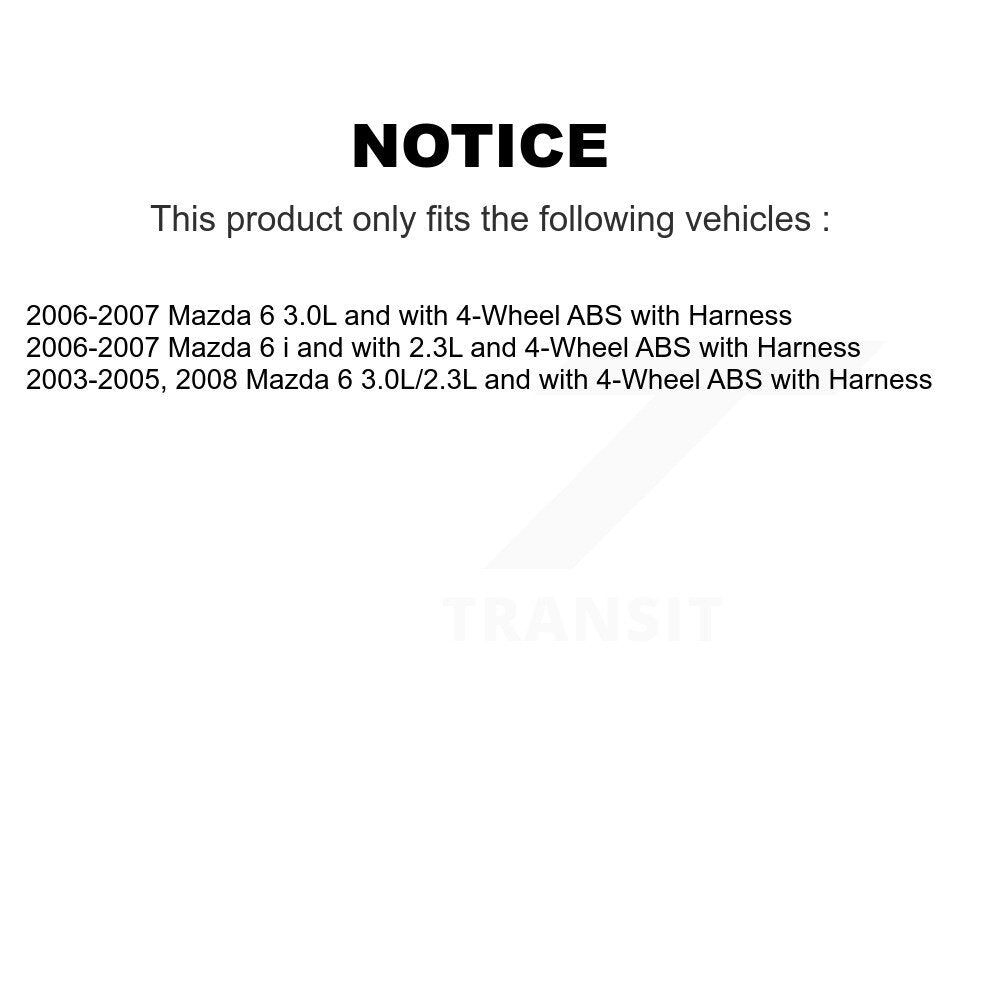 Wheel Hub Bearing And ABS Sensor Rear Kit For Mazda 6 with Harness
