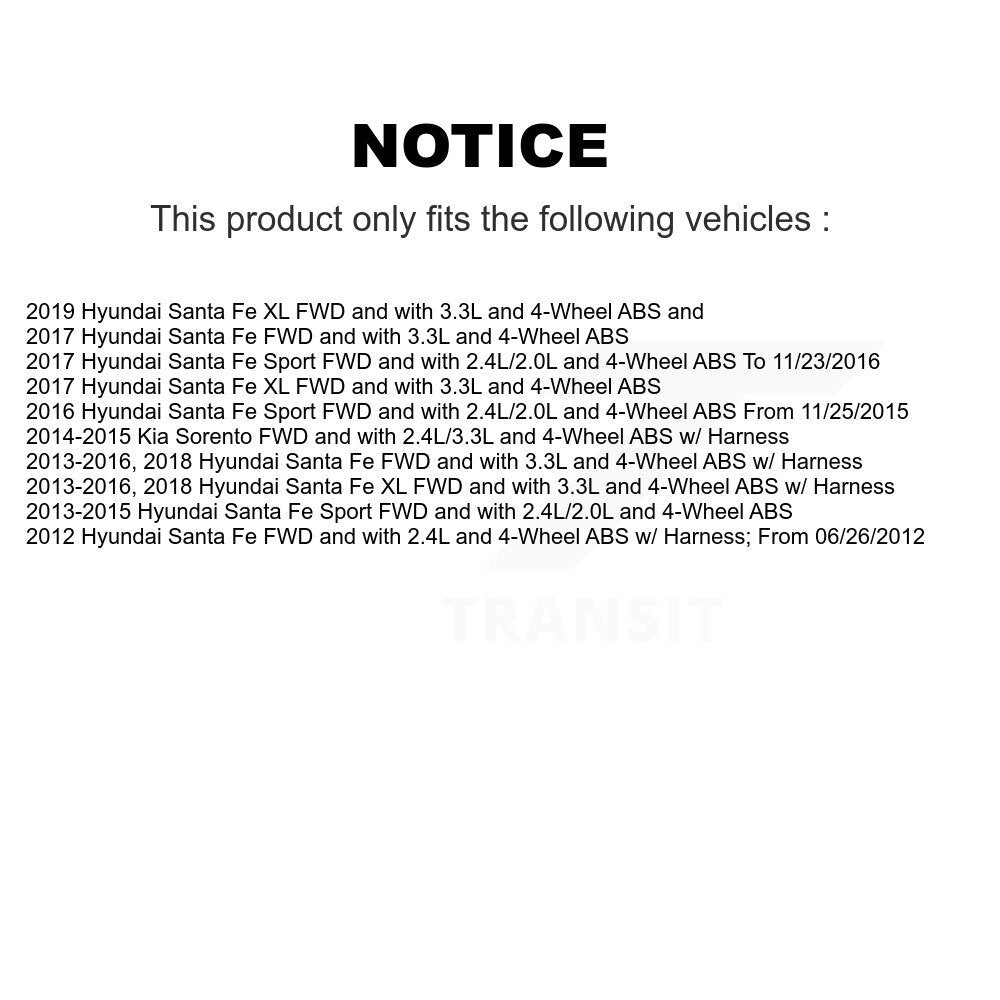 Wheel Hub Bearing & Extra Sensor Rear Kit For Hyundai Santa Fe Sport Kia Sorento