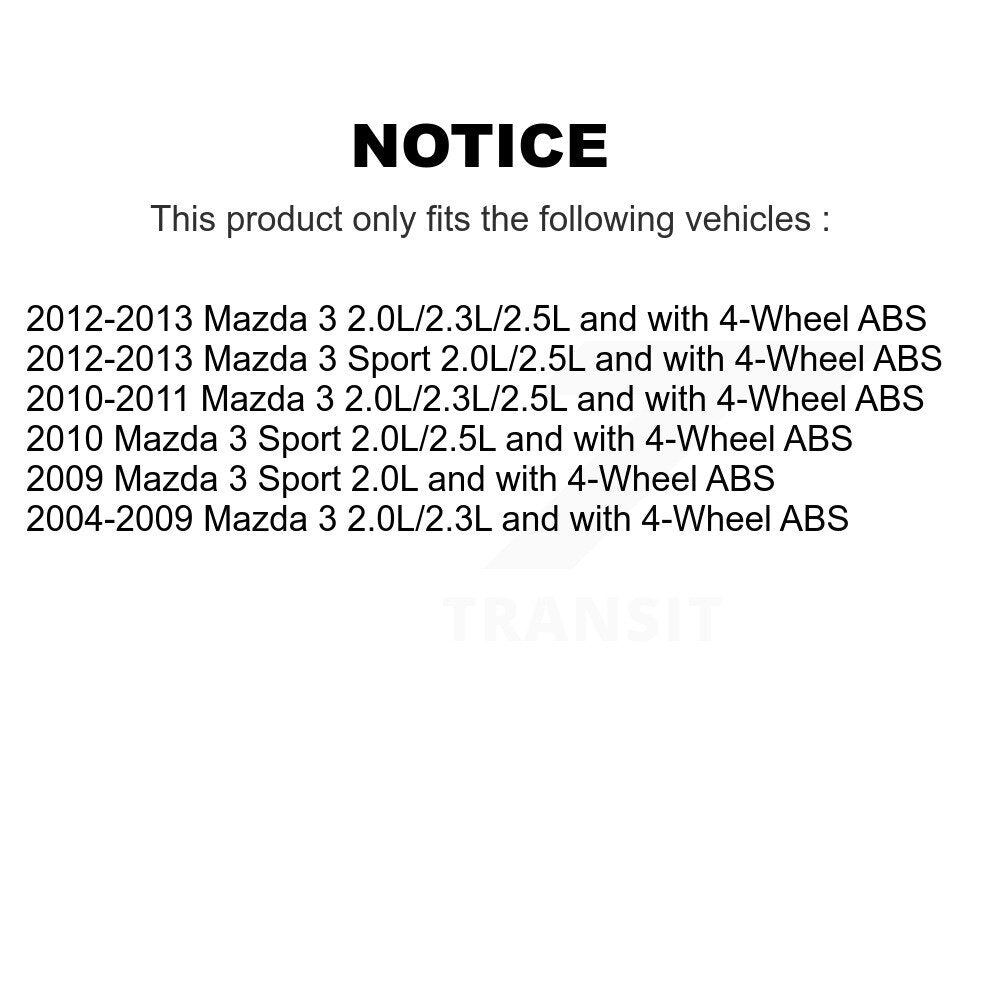 Wheel Hub Bearing And ABS Sensor Rear Kit For Mazda 3 Sport