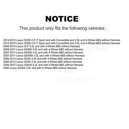 Wheel Hub Bearing Sensor Rear Kit For Lexus IS250 IS350 GS350 GS300 IS F GS450h