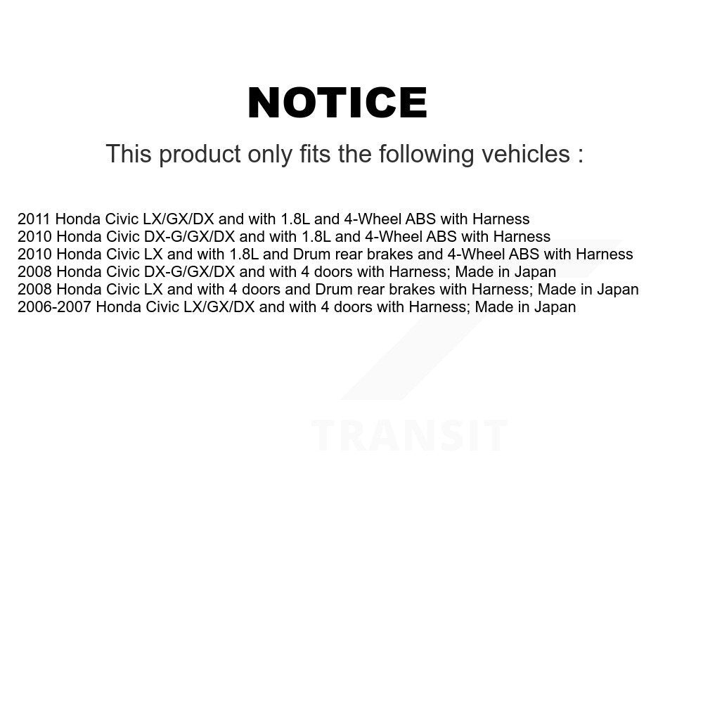 Wheel Hub Bearing And ABS Sensor Rear Kit For Honda Civic