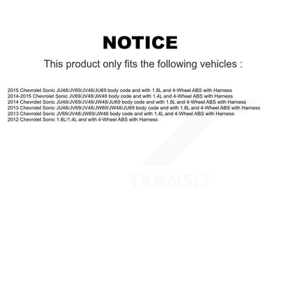 Wheel Hub Bearing And ABS Sensor Rear Kit For Chevrolet Sonic with Harness