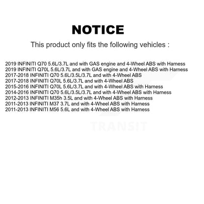 Wheel Hub Bearing And ABS Sensor Rear Kit For INFINITI M37 Q70 Q70L M56 M35h