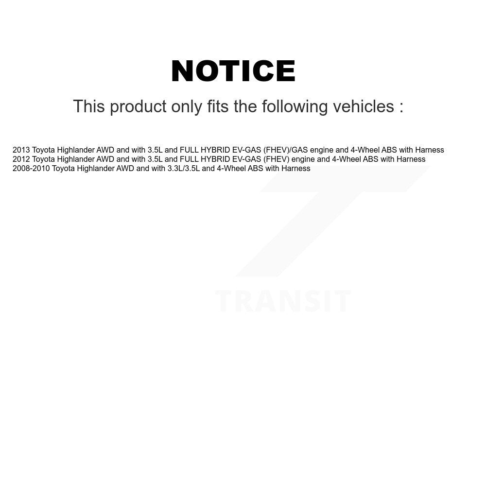 Wheel Hub Bearing And ABS Sensor Rear Kit For Toyota Highlander with Harness