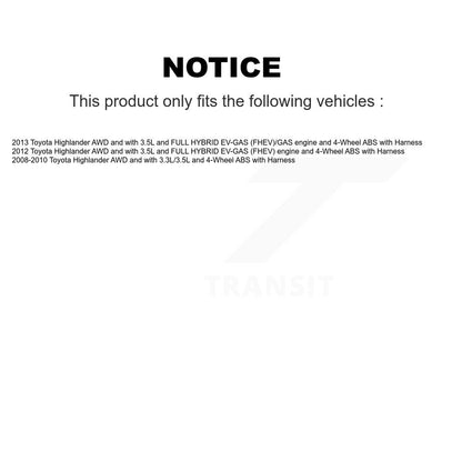Wheel Hub Bearing And ABS Sensor Rear Kit For Toyota Highlander with Harness