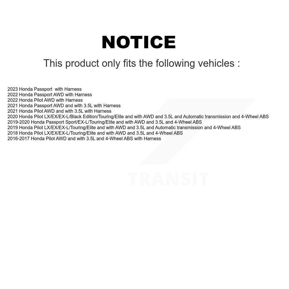 Wheel Hub Bearing And ABS Sensor Rear Kit For Honda Pilot Passport