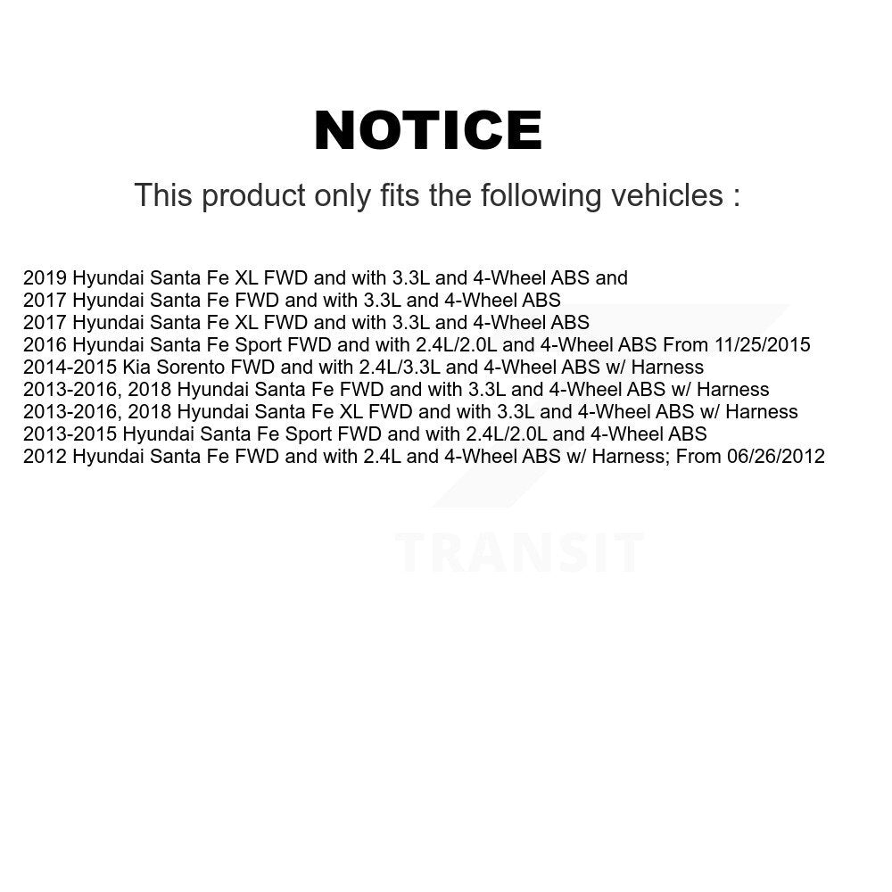 Wheel Hub Bearing & Extra Sensor Rear Kit For Hyundai Santa Fe Sport Kia Sorento