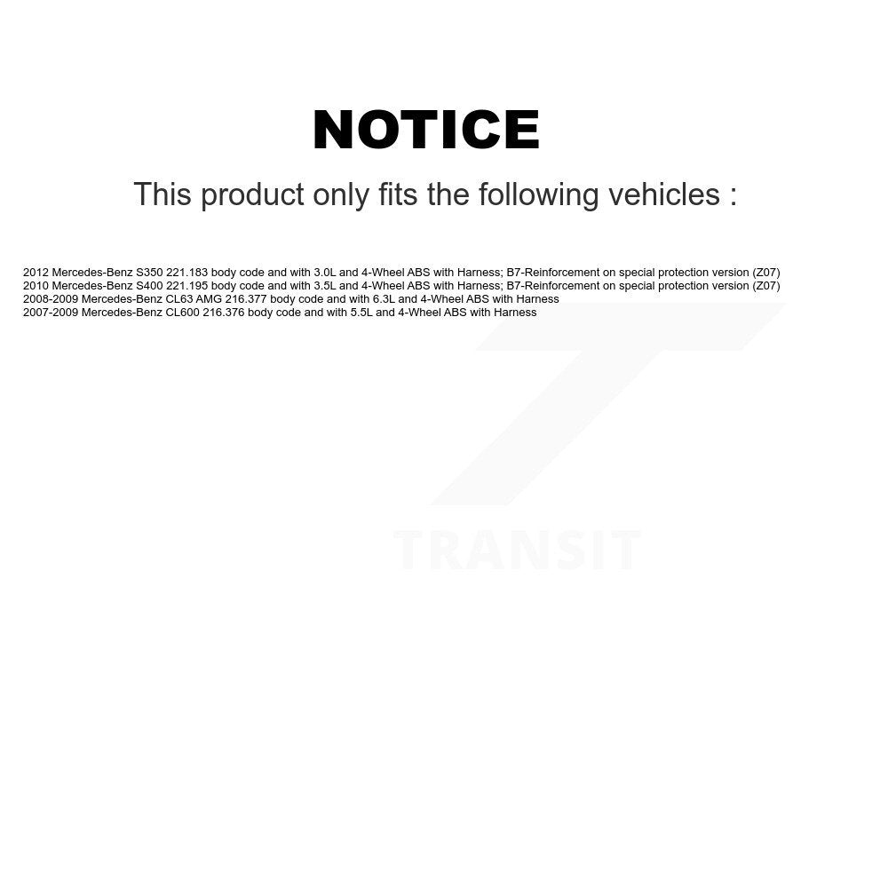 Wheel Bearing ABS Sensor Rear Kit For Mercedes-Benz CL63 AMG CL600 with Harness