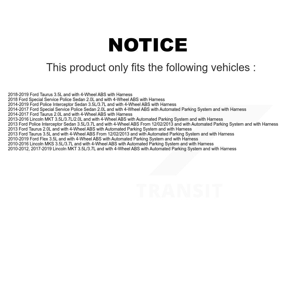 Wheel Hub Bearing Sensor Rear Kit For Ford Flex Taurus Lincoln Police Sedan MKT