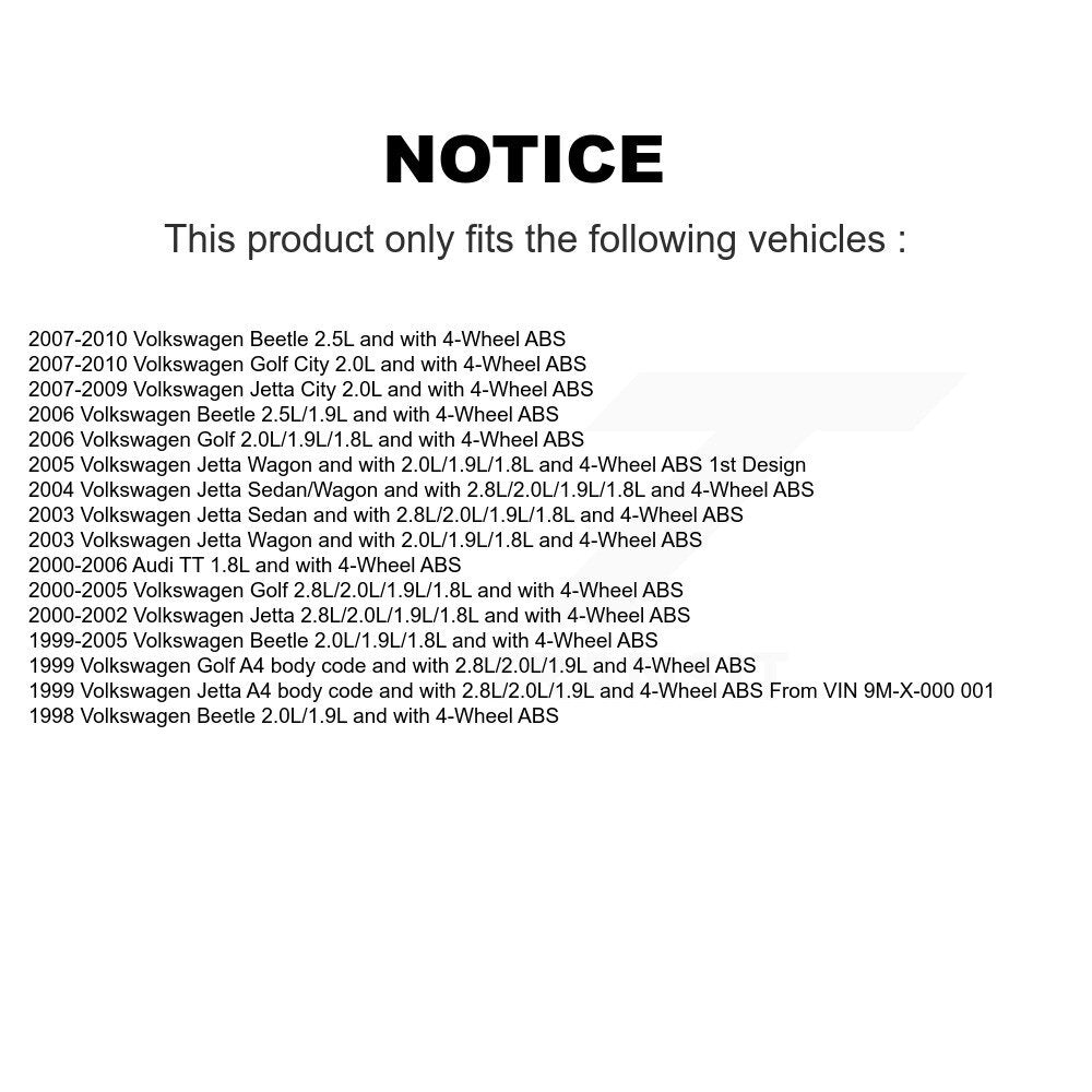 Wheel Hub Bearing Sensor Rear Kit For Volkswagen Jetta Golf Beetle City Audi TT
