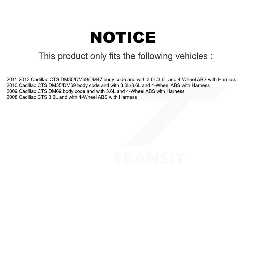 Wheel Hub Bearing And ABS Sensor Rear Kit For Cadillac CTS with Harness