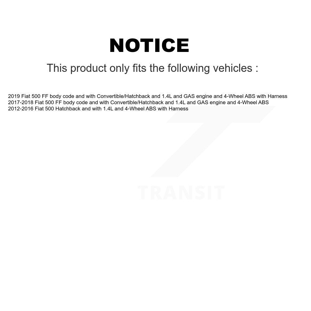 Wheel Hub Bearing And ABS Sensor Rear Kit For Fiat 500