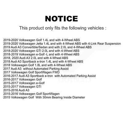 Wheel Hub Bearing Sensor Rear Kit For Volkswagen Golf Jetta GTI SportWagen Audi