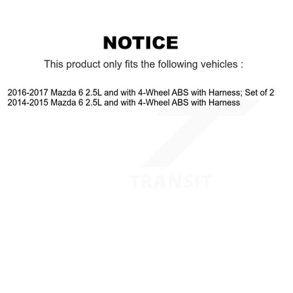 Wheel Hub Bearing Sensor Rear Kit For Mazda 6 2.5L with 4-Wheel ABS Harness