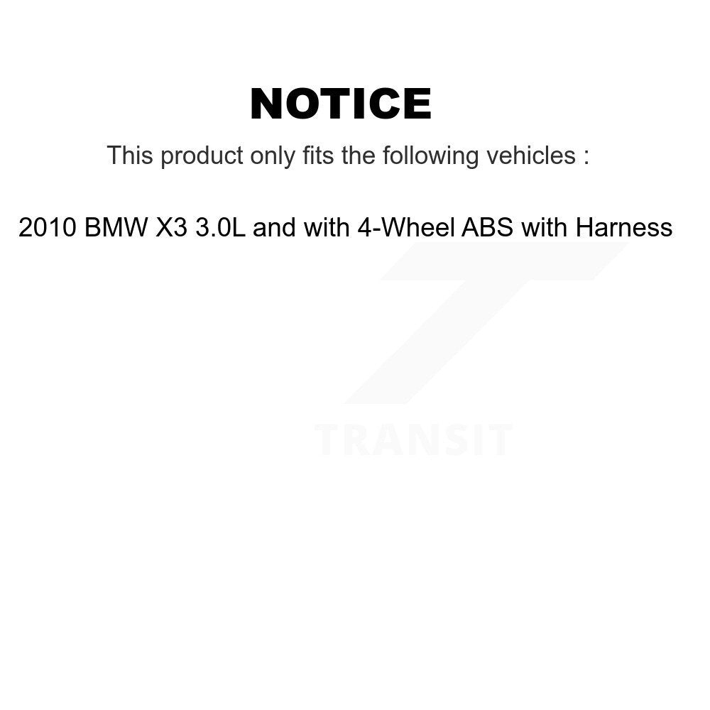 Wheel Bearing Sensor Rear Kit For 2010 BMW X3 3.0L with 4-Wheel ABS Harness