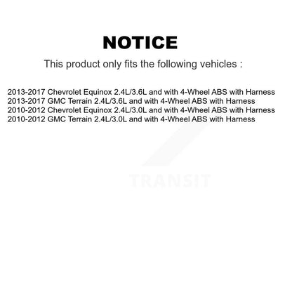 Wheel Hub Bearing & Extra ABS Sensor Rear Kit For Chevrolet Equinox GMC Terrain