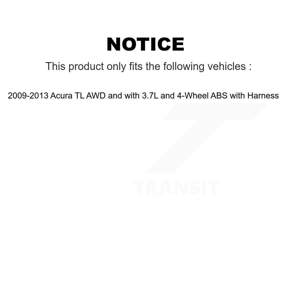 Wheel Hub Bearing & Sensor Rear Kit For 09-13 Acura TL AWD with 3.7L 4-Wheel ABS