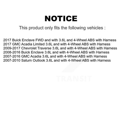 Wheel Hub Bearing Sensor Rear Kit For GMC Acadia Buick Enclave Chevrolet Saturn
