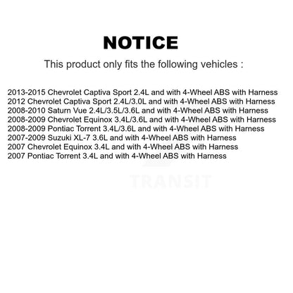 Wheel Hub Bearing & Extra Sensor Rear Kit For Chevrolet Equinox Pontiac Torrent