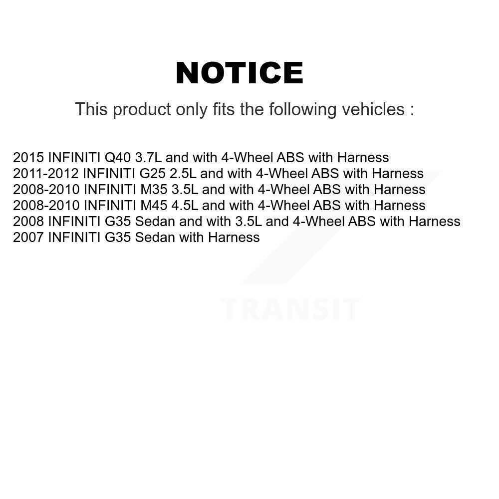 Wheel Hub Bearing Sensor Rear Kit For INFINITI G35 G25 M35 M45 Q40 with Harness