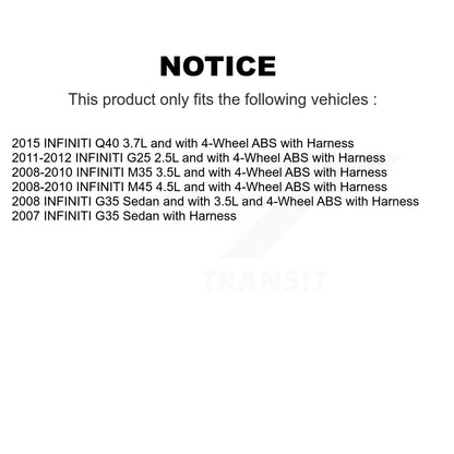 Wheel Hub Bearing Sensor Rear Kit For INFINITI G35 G25 M35 M45 Q40 with Harness