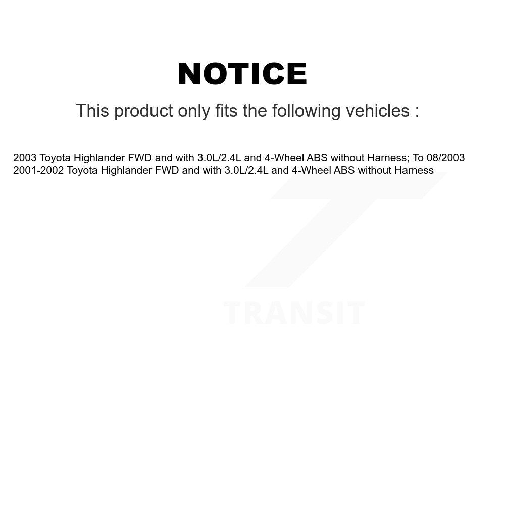 Wheel Hub Bearing And Extra ABS Sensor Rear Left Kit For Toyota Highlander
