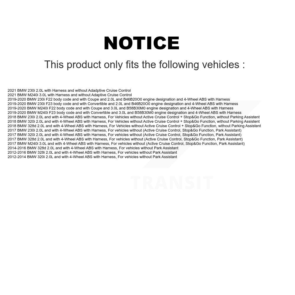 Wheel Bearing Sensor Front Rear Kit For BMW 328i 320i M235i M240i 228i 230i 328d