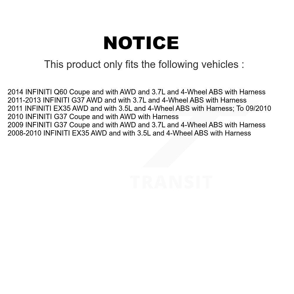 Wheel Hub Bearing And ABS Sensor Front Kit For INFINITI G37 EX35 Q60