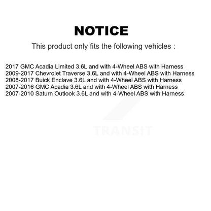 Wheel Hub Bearing Sensor Front Kit For GMC Acadia Buick Enclave Chevrolet Saturn